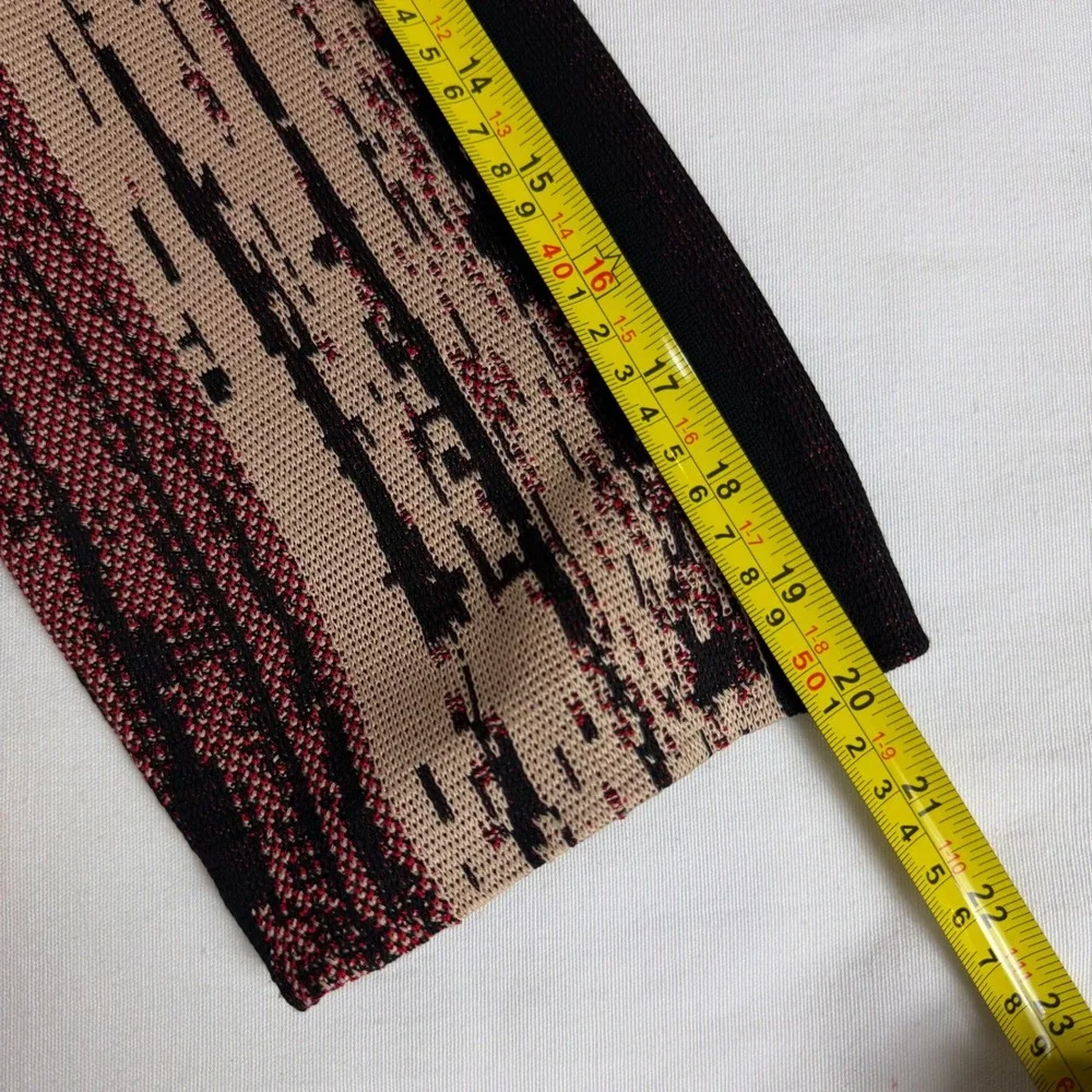 Ming Wang Knit Blazer Cardigan Open Front Abstract Print‎ Red Black XL - Picture 11 of 12